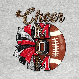 Cheer Mom - Football & Pom Pom - Red T-Shirt